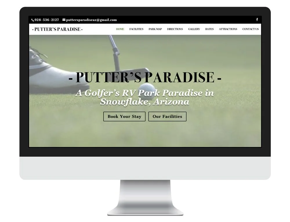 Website design for Putters Paradise RV Park, Arizona